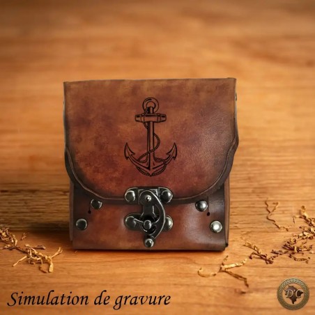 Étui Cigarettes Cuir "Le Garde-Clope" – Thème Pirate & Marine | D'Cuir