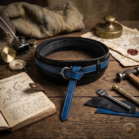 Ceinture Viking Ragnar en Cuir Artisanal - Double Épaisseur & Boucle Sculptée | D'Cuir