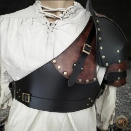 Ensemble Armure en Cuir "Galahad" – Cache-Cœur et Épaulières pour GN | D'Cuir