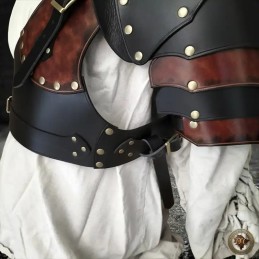 Ensemble Armure en Cuir "Galahad" – Cache-Cœur et Épaulières pour GN | D'Cuir
