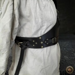 Ensemble Armure en Cuir "Galahad" – Cache-Cœur et Épaulières pour GN | D'Cuir