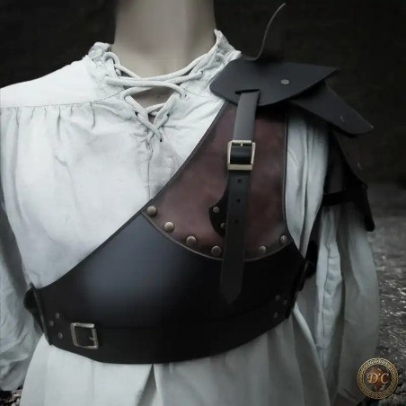 Ensemble Armure en Cuir "Pendragon" – Cache-Cœur et Épaulières Nobles pour GN | D'Cuir