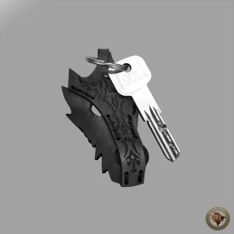 Porte-clefs Tête de Dragon en Cuir – Accessoire Fantastique Gravé Tribal | D'Cuir
