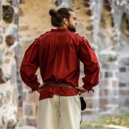 Chemise médiévale à lacets avec oeillets "Adrian" Rouge