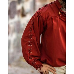 Chemise médiévale à lacets avec oeillets "Adrian" Rouge