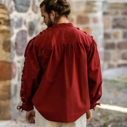 Chemise médiévale à lacets avec oeillets "Adrian" Rouge