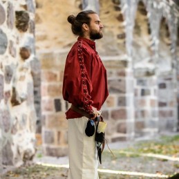 Chemise médiévale à lacets avec oeillets "Adrian" Rouge