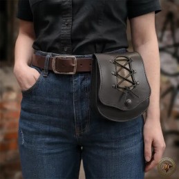 Pochette de Ceinture en Cuir "Jade" – Sacoche Artisanale avec Laçage et Fermoir Lox | D'Cuir