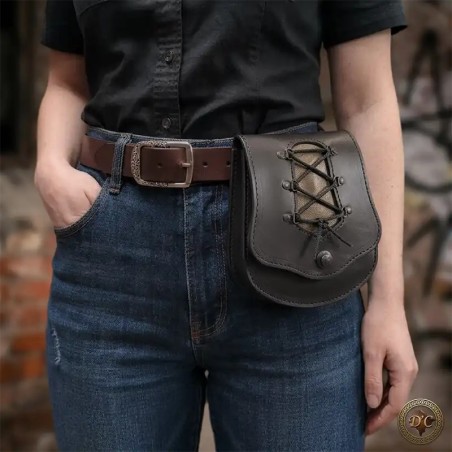 Pochette de Ceinture en Cuir "Jade" – Sacoche Artisanale avec Laçage et Fermoir Lox | D'Cuir