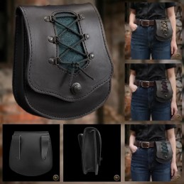 Pochette de Ceinture en Cuir "Jade" – Sacoche Artisanale avec Laçage et Fermoir Lox | D'Cuir
