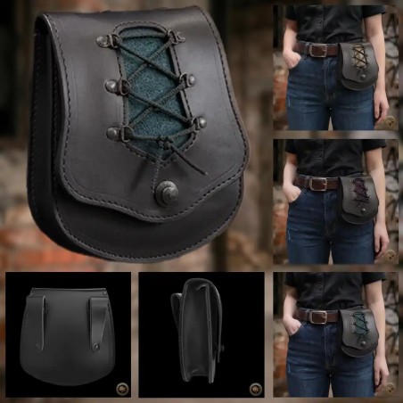 Pochette de Ceinture en Cuir "Jade" – Sacoche Artisanale avec Laçage et Fermoir Lox | D'Cuir