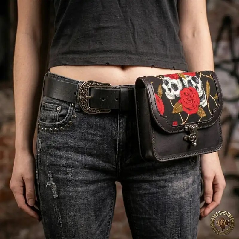 Pochette de Ceinture en Cuir "Oregon" – Sacoche Artisanale au Design Géométrique | D'Cuir