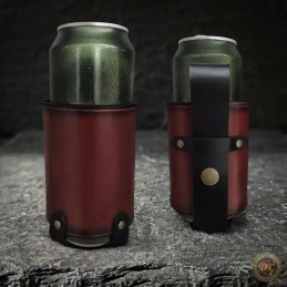 Porte-Canette de Ceinture en Cuir Gravé – Style Biker & Métal