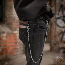 Portefeuille Biker en Cuir 3 Volets – Thème Créatures Fantastiques & Chaîne de Sécurité | D'Cuir