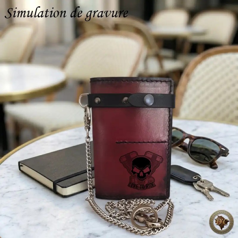 Portefeuille Biker en Cuir 3 Volets – Thème Métal / Rock & Chaîne de Sécurité | D'Cuir