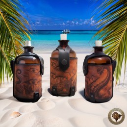 Porte-Bouteille Ceinture en Cuir - Motif Kraken | D'Cuir