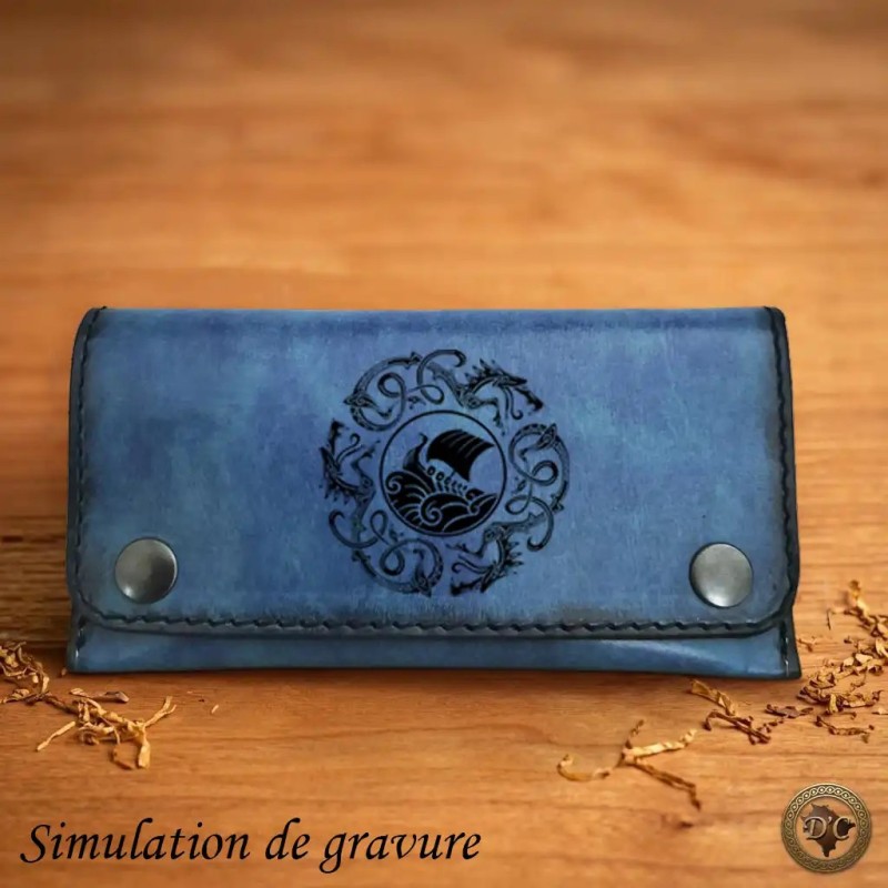Blague à Tabac Cuir "Celtique/Viking" – Travail Artisanal | D'Cuir