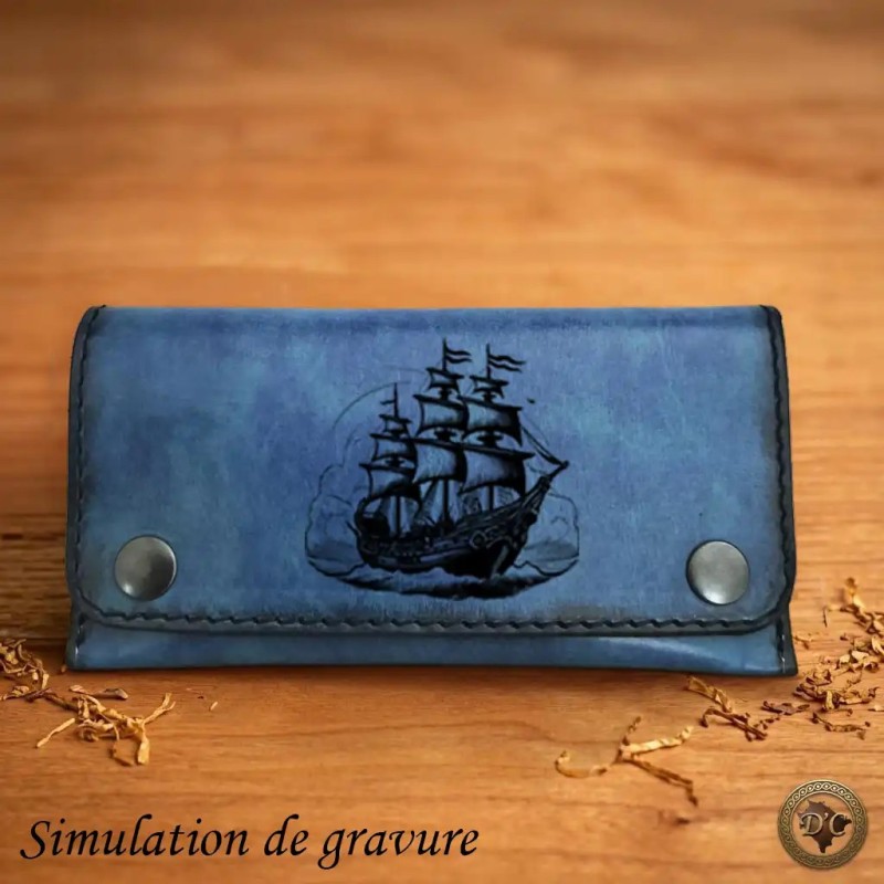 Blague à Tabac Cuir "Pirates" – Accessoire Pirate & Travail Artisanal| D'Cuir
