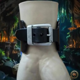 Bracelet Manchette Cuir Pirate Gravé | Manchette Large à Boucle | D'Cuir