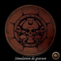 Bracelet Manchette Cuir Pirate Gravé | Manchette Large à Boucle | D'Cuir