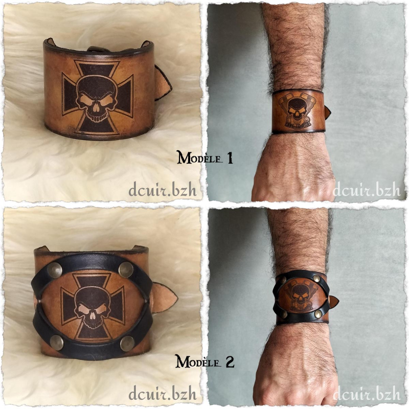 Bracelet Biker large déco laser