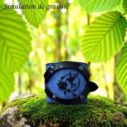 Bracelet "Écu" en Cuir Gravé Animaux | Manchette Réglable | D'Cuir