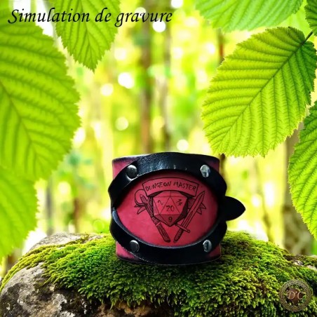 Bracelet "Écu" Cuir Thème Divers | Donjon Master, Bouddha & Curiosités | D'Cuir